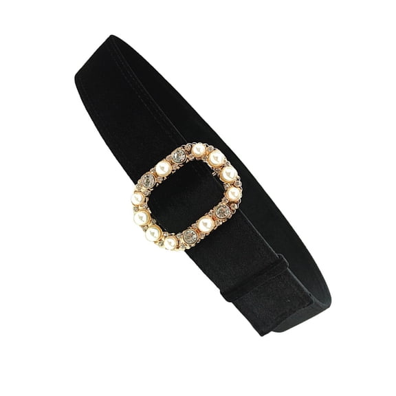 Aurgiarme Elegant Waist Chain Retro Rhinestones Buckle Faux Leather Belt Enhancing Outfits Fashion Forward Individual Essential