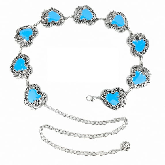 Aurgiarme Fashion Women Waist Chain Embossed Love Heart Chain Belt Body Chain Waist Jewellery Party Dress Chain Belt for Parties