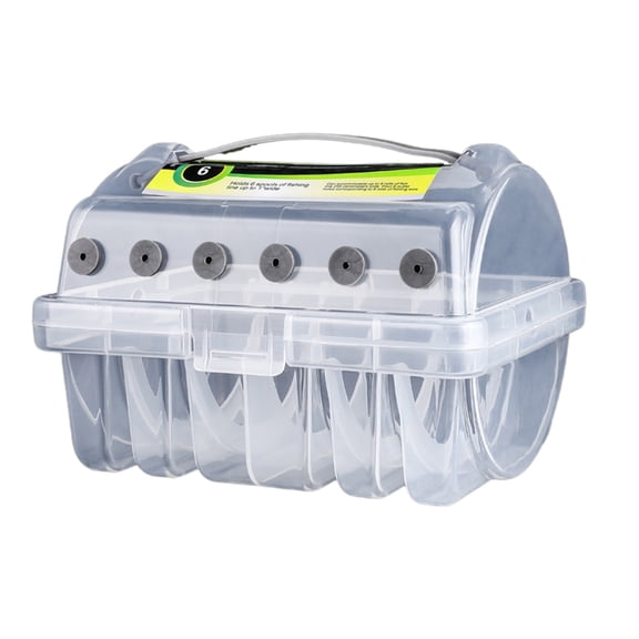 Aurgiarme Fishing Tackle Box Fishing Line Organizers Fishing Line Storage Case Portable Line Spool Box 6 Compartments Clear Case