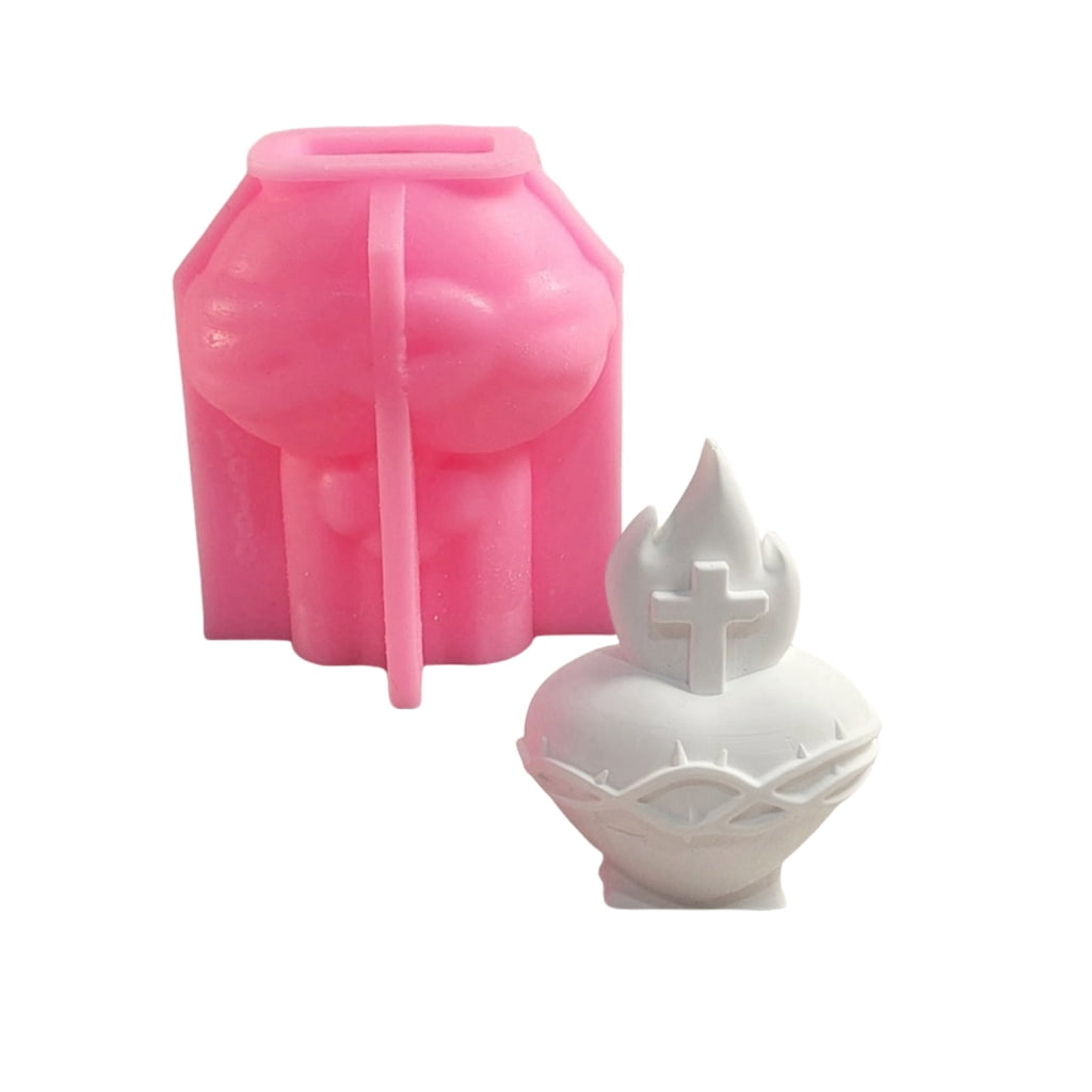 Aurgiarme Flexible Silicone Mold Candle Moulds 3D Heart Pattern Resin Mold Handmade Art Supplies Suitable for Room Decorations