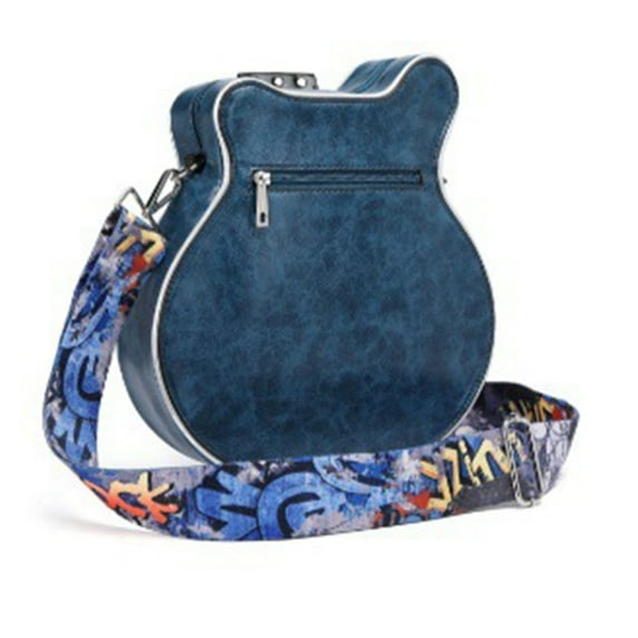 Aurgiarme Guitar Shape Shoulder Bags Zipper Bag for Women Adjustable Shoulder Belt Purse Creative Crossbody Bag
