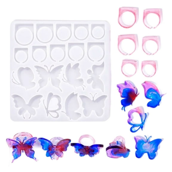 Aurgiarme Handmade Epoxy Resin Rings Jewelry Mold Silicone Rings Molds for Handmade Epoxy Jewelry Various Shapes Rings Charm