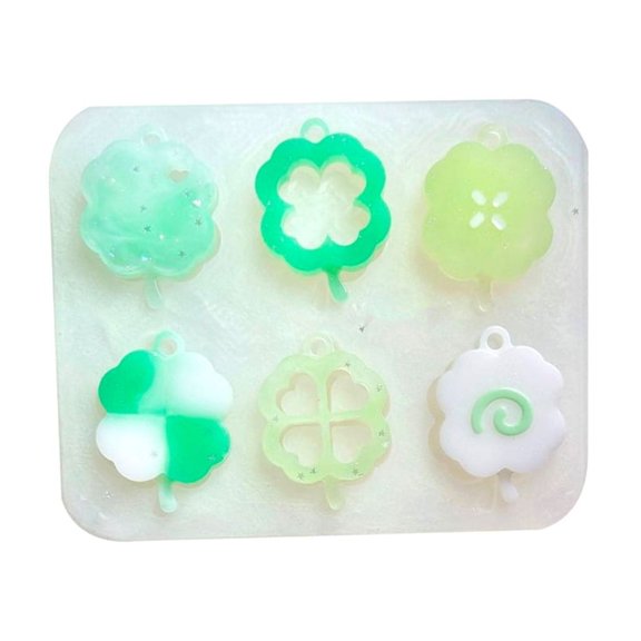 Aurgiarme Home Crafting Clovers Silicone Pendant Molds Sturdy Silicone Pendant Molds for Hanging Adornments and Jewelry
