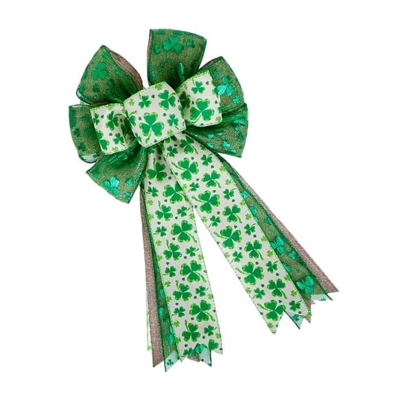 Aurgiarme Irish Festival Wreath Bowknot Irish Festival Ornament for Door Wreath Irish Festival Party Decoration Indoor and Outdoor