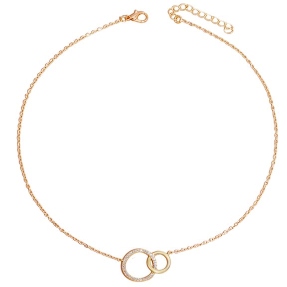 Aurgiarme Minimalists Sturdy Brass Necklace for Women Thin Chain Fashion Double Round Pendant Necklace Daily Use Casual Wear
