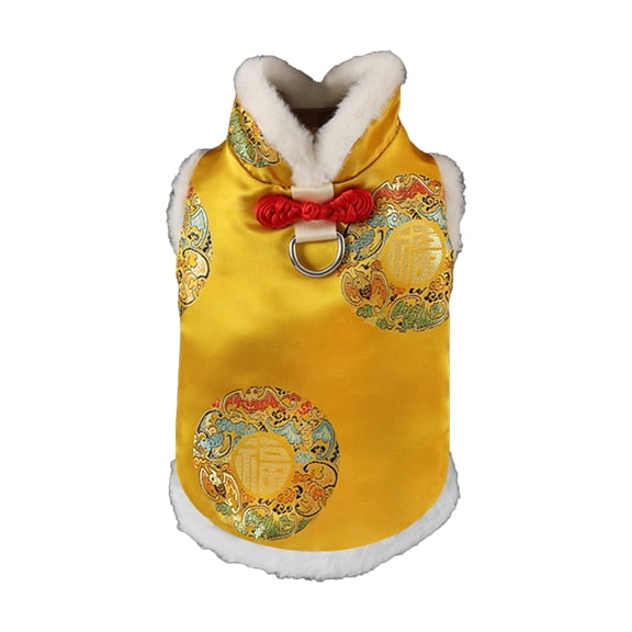 Aurgiarme Pet Thickened Cloaks Chinese New Years Dog Clothes Winter Warmth Costume for New Years Celebration