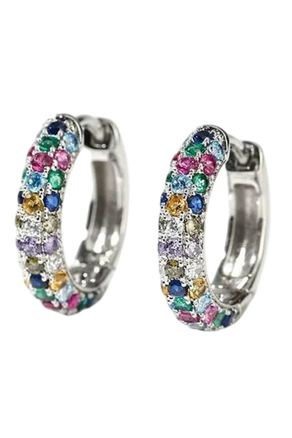 Rainbow Zirconia Women Ear Cuffs Alloy Sparkling Rhinestones Earrings for Casual and Party Wear Fashion Accessory