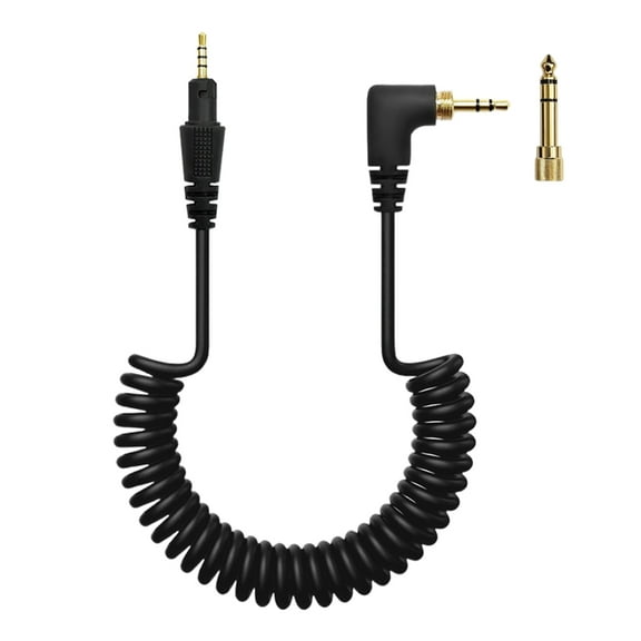 Aurgiarme Replacement Coiled Cable for HDJX5X7 Headphones 3.5mm to 6.35mm Cord Featuring Strong Interferences Resistance