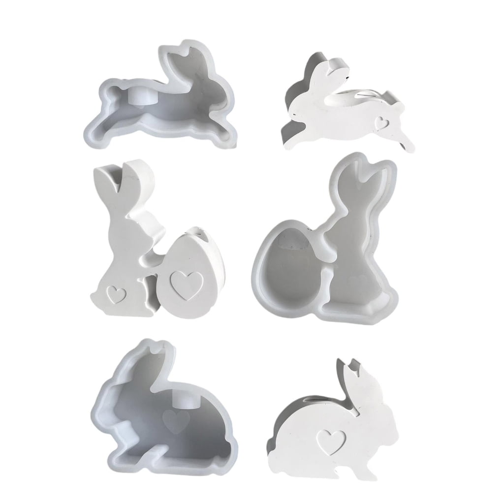Aurgiarme Set of 3 Craft Molds Candle Bracket Molds Rabbits Shape Crafting Molds Candle Holder Molds for Home and Table Decorating