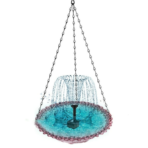 Aurgiarme Solar Power Bird Bathing Station Water Fountain for Garden Balcony Bird Enthusiasts Bird Feeders Bath Stand with Dish