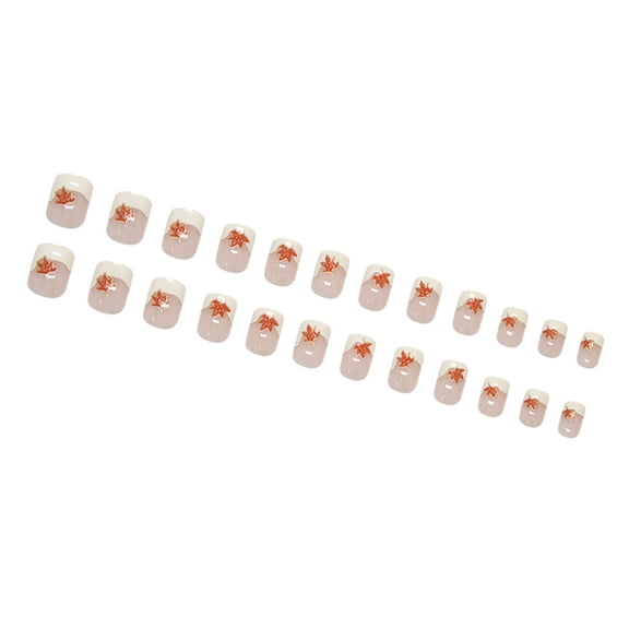 Aurgiarme Square Press on Nails Glossy Fake Nails Stick on Nails in 12 Sizes,24 Pcs French Nails Tips for DIYS Nails Art Decors