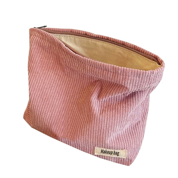 Aurgiarme Women Stylish Corduroy Travel Cosmetic Bag Large Capacity Organizers Case Purse with Zippered for Makeup and Toiletries