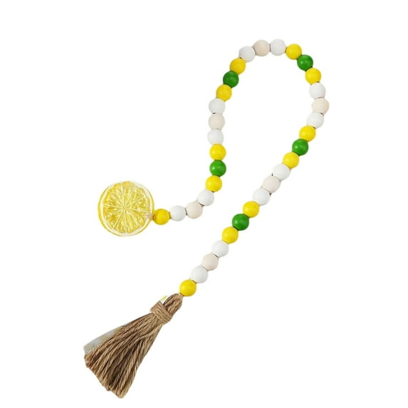 Aurgiarme Wood Bead Garlands Farmhouses with Tassels,Prayer Bead Lemon Sliced Tiered Tray Decors for Wall Hangings Home Decors