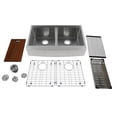 thumbnail image 1 of Auric 33" Retro-fit Farmhouse Workstation Curved Front Apron 50/50 Double Bowl Stainless Steel Sink, SCAL-16-33-retro 5050 COMBO, 1 of 8
