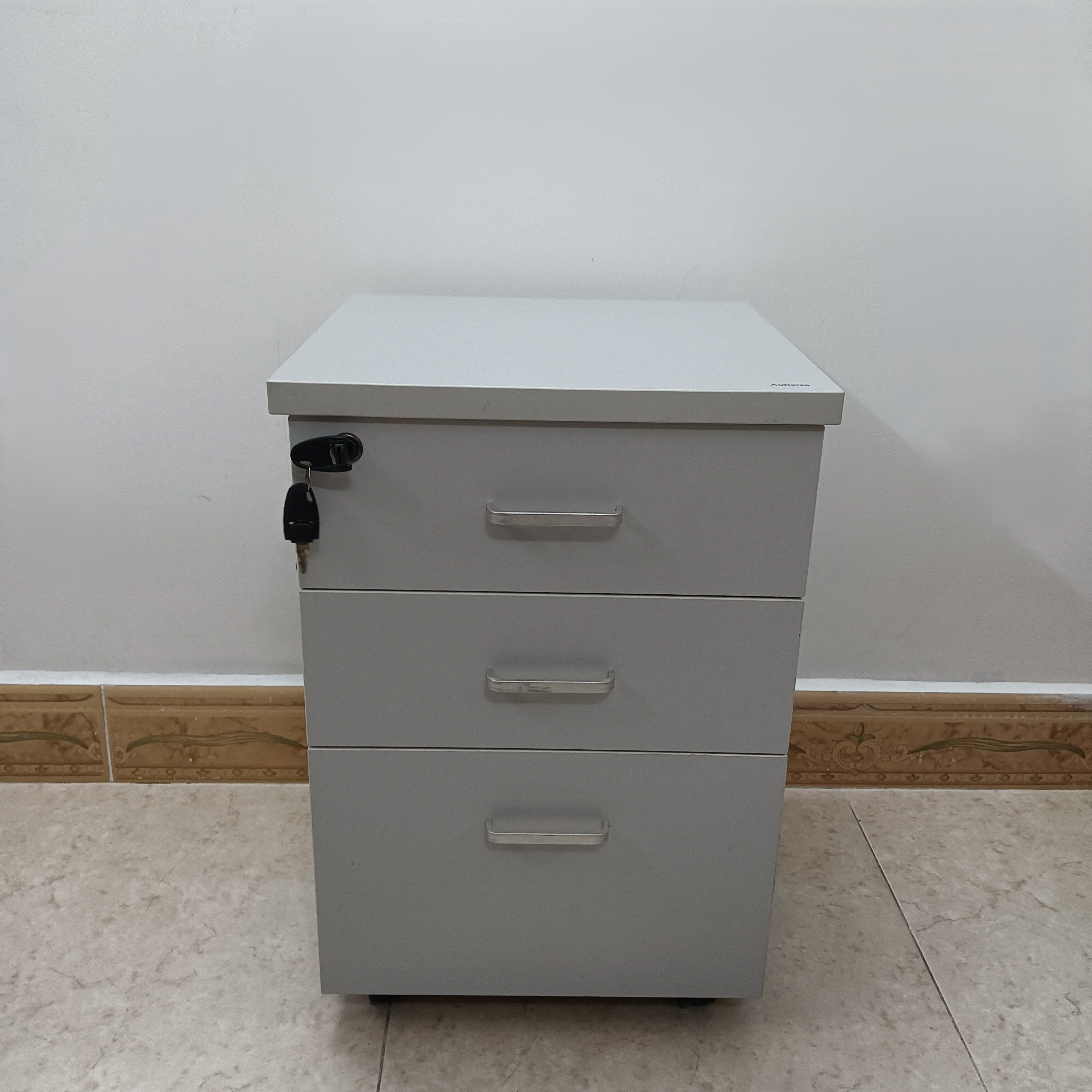 Auricrea Lockers 3-Drawer File Cabinet with Lock for Office/Home, White