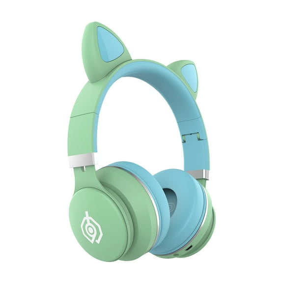 Auriculares inalámbricos Bluetooth con forma de orejas de gato (pan al vapor) y luz LED.