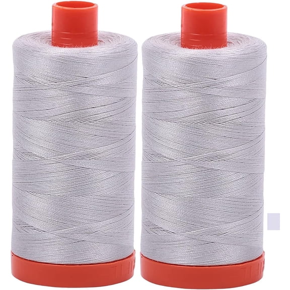Aurifil Cotton Mako Sewing Thread, 1300m, 50wt, 2-Pack, Silver