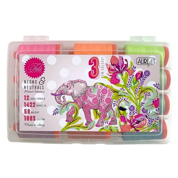 Aurifil - Neon's & Neutrals by Tula Pink 12 Large Spools