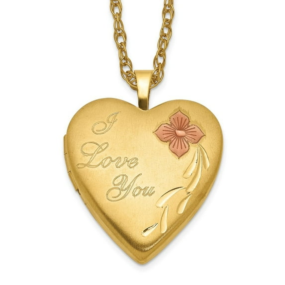 Auriga Fine Jewelry 1/20 Gold Filled 20 mm Enameled I Love You Heart Locket Necklace for Women 18"