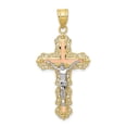 thumbnail image 1 of Auriga Fine Jewelry 10K Tri-color Gold Diamond-cut Crucifix Cross Pendant for Women (L-43mm, W-21mm), 1 of 4