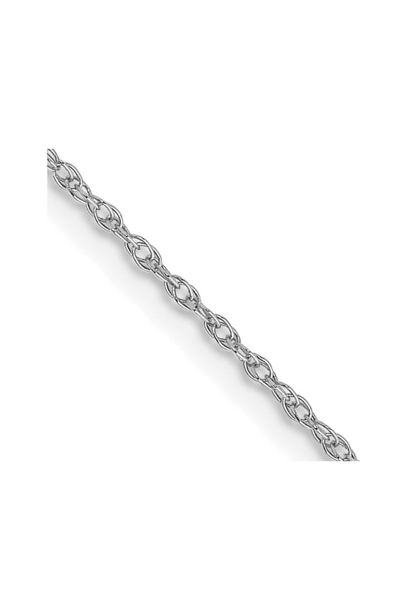 10K White Gold .7 mm Carded Cable Rope Chain Necklace for Women 16"
