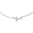 thumbnail image 1 of Auriga Fine Jewelry 10K White Gold Diamond Sideways Cross Necklace for Women 18", 1 of 5