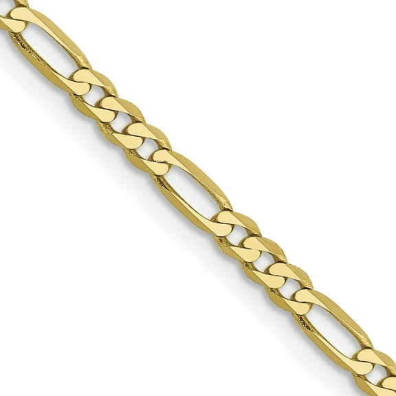 Auriga 10K Yellow Gold 2.75 mm Flat Figaro Chain Necklace for Women 16"