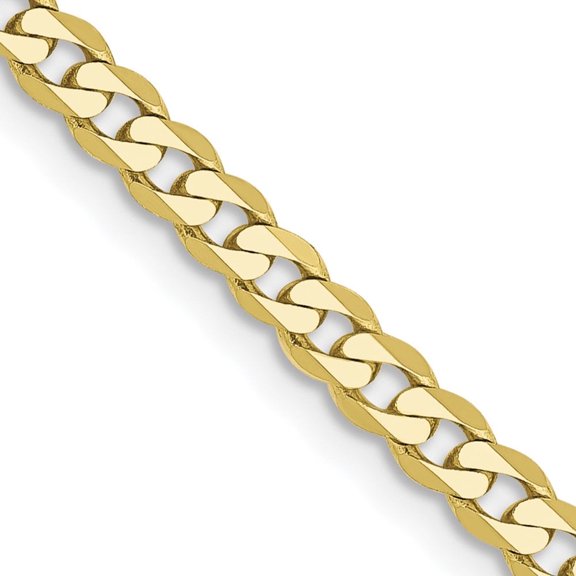 Auriga Fine Jewelry 10K Yellow Gold 2.9 mm Flat Beveled Curb Chain Necklace for Women 16"