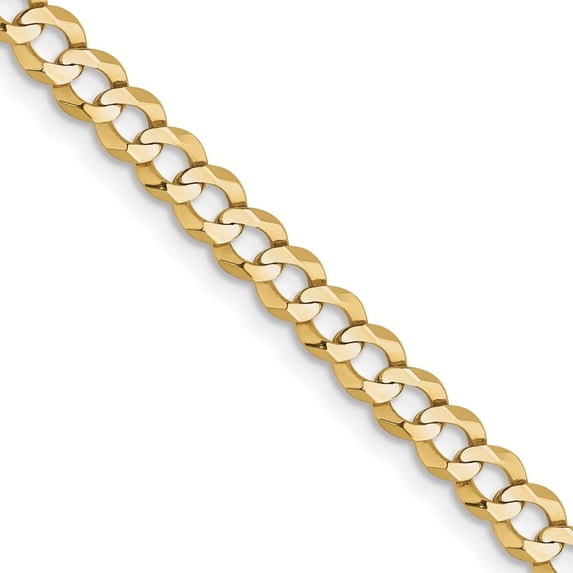Auriga Fine Jewelry 10K Yellow Gold 3.7 mm Lightweight Flat Cuban Chain Necklace for Men's 26"