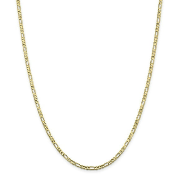 Auriga 10K Yellow Gold 3 mm Flat Figaro Chain Necklace for Women 30"