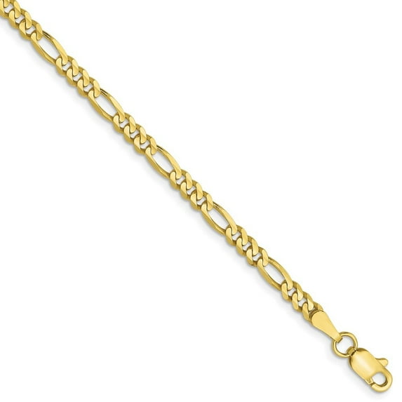 Auriga Fine Jewelry 10K Yellow Gold 3mm Concave Figaro Anklet 10inch for Women