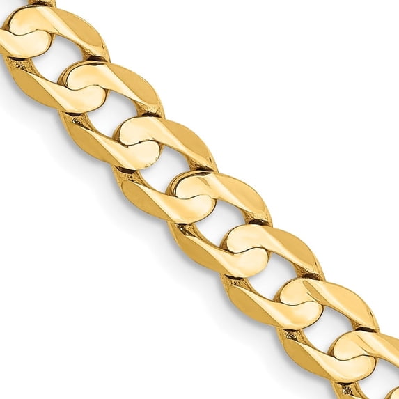 Auriga Fine Jewelry 10K Yellow Gold 5.25 mm Open Concave Curb Chain Necklace 10K Necklace for Women 18"