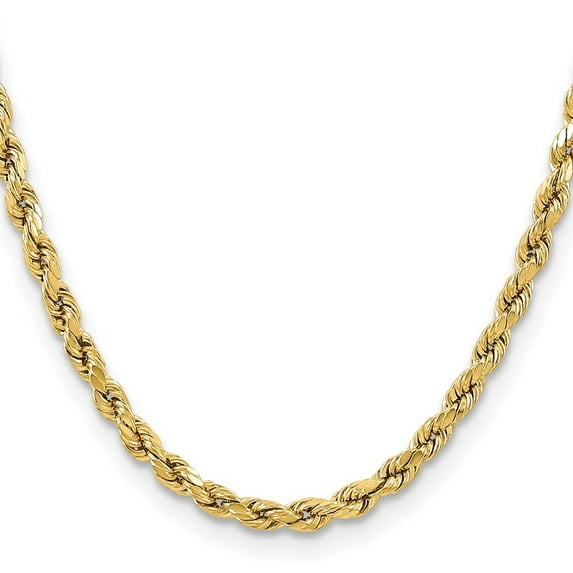 Auriga 10K Yellow Gold 5.5 mm Semi-solid Diamond-cut Rope Chain Necklace for Mens 22"