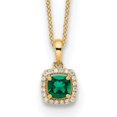 thumbnail image 1 of Auriga 10K Yellow Gold 5 mm Lab Grown Diamond and Created Emerald Pendant Necklace for Women 18", 1 of 5