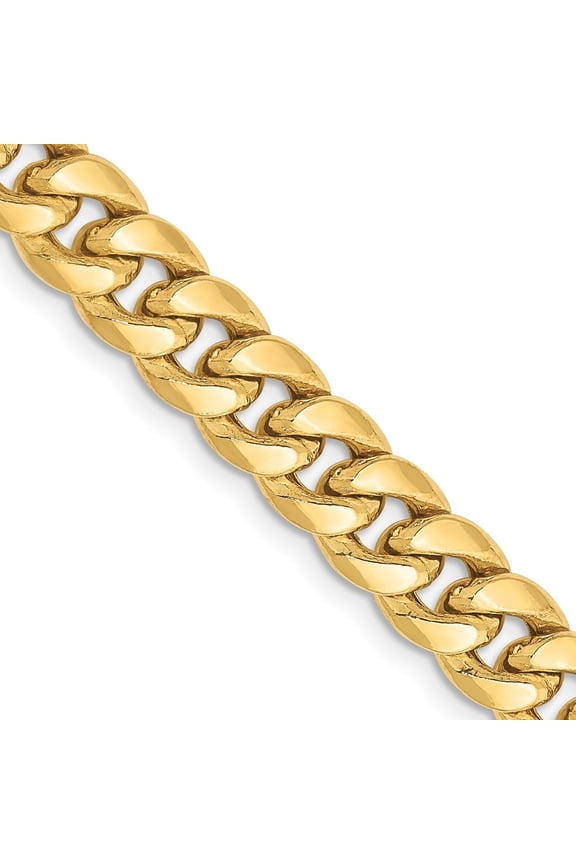 Fine Jewelry 10K Yellow Gold 6.75 mm Semi-Solid Miami Cuban Chain Necklace for Women 18"