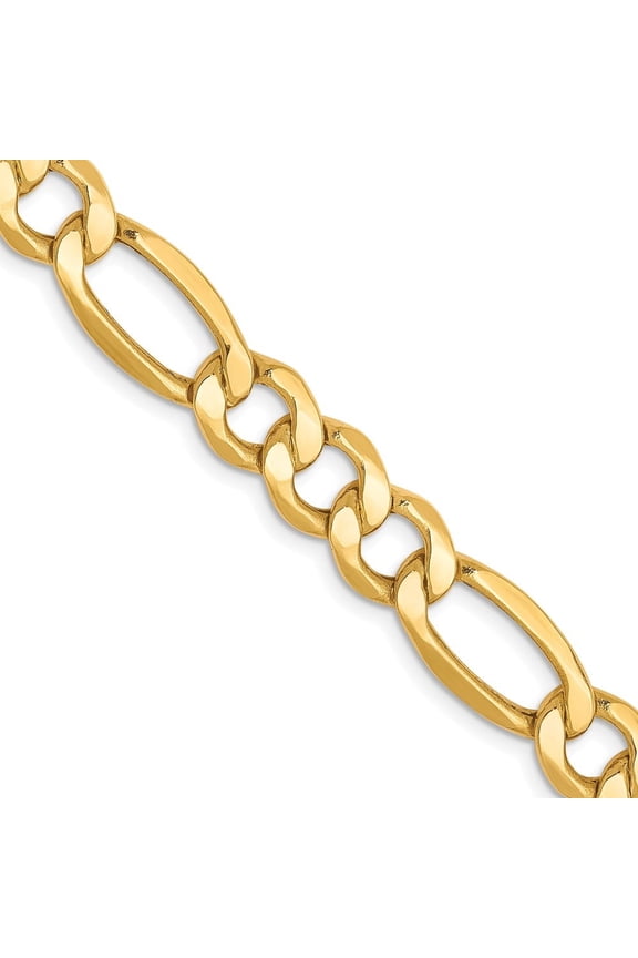 10K Yellow Gold 7.3 mm Semi-Solid Figaro Chain Necklace for Men 26"