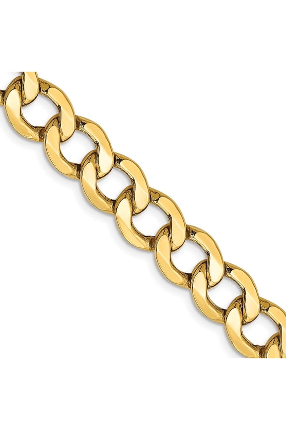 Fine Jewelry 10K Yellow Gold 9 mm Semi-Solid Curb Chain Necklace for Women 18"