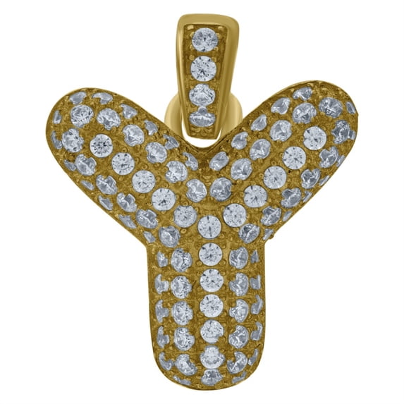 Auriga 10K Yellow Gold Cubic Zirconia Bubble Initial Letter Y Charm Pendant for Women
