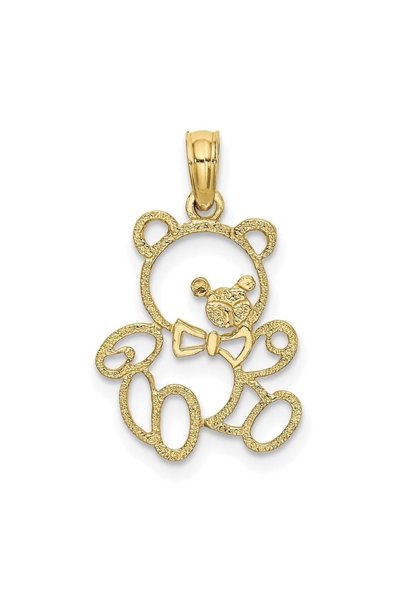 Fine Jewelry 10K Yellow Gold Cut Out Teddy Bear Charm Pendant for Women (L-9.9 mm,W-13 mm)
