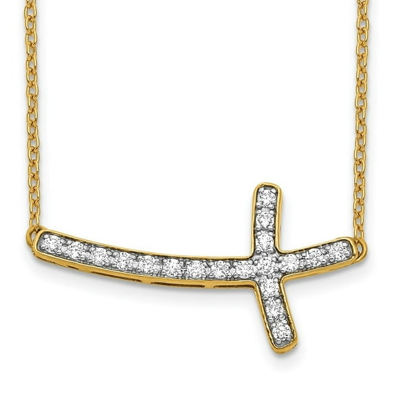 Auriga 10K Yellow Gold Diamond Sideways Cross Necklace for Women 18"