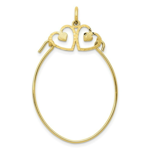 Auriga Fine Jewelry 10K Yellow Gold Double Heart Charm Pendant Holder ...