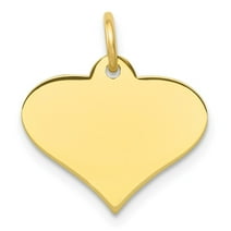 Auriga 10K Yellow Gold Plain .013 Gauge Engraveable Heart Disc Charm for Women