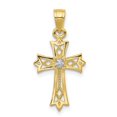 thumbnail image 1 of Auriga Fine Jewelry 10K Yellow Gold Round Cut Cubic Zirconia Cross Pendant for Women (L-23 mm,W-13 mm), 1 of 5