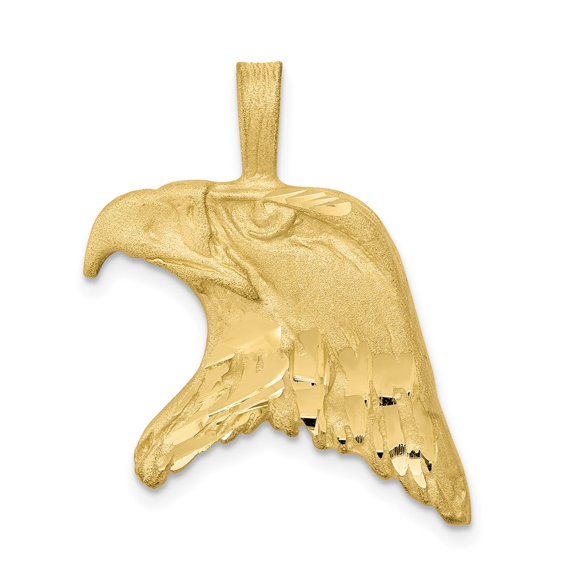 Auriga 10K Yellow Gold Solid Diamond-Cut Eagle Head Charm for Women (L-30 mm,W-21 mm)