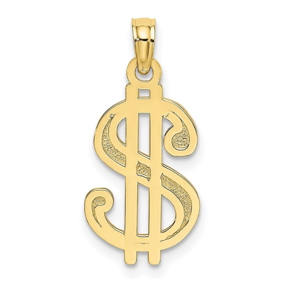 Auriga Fine Jewelry 10K Yellow Gold Textured Dollar Sign Charm Pendant for Women (L-21.7 mm,W-10.6 mm)
