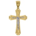 thumbnail image 1 of Auriga 10k Gold Two-Tone Diamond-Cut Cross Crucifix Religious Charm Pendant for Men, 1 of 5