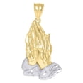 thumbnail image 1 of Auriga Fine Jewelry 10K Gold Two-Tone Textured Praying Hands Religious Charm Pendant for Men, 1 of 4