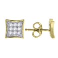 thumbnail image 1 of Auriga 10k Two-Tone Gold CZ Cubic Zirconia Square Stud Earrings for Men, 1 of 4