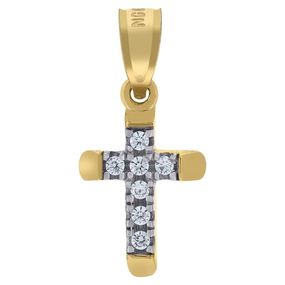 Auriga 10k Two-Tone Gold Cubic Zirconia Cross Religious Charm Pendant for Women