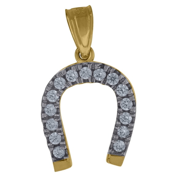 Auriga 10k Two-Tone Gold Cubic Zirconia Horseshoe Good Luck Charm Pendant for Women